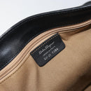 Salvatore Ferragamo Gancini Shoulder Bag Enamel Black Silver Auth BA8687-16