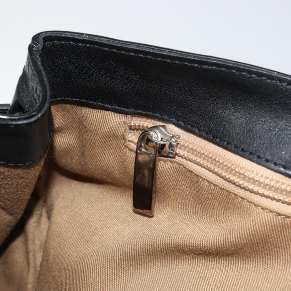 Salvatore Ferragamo Gancini Shoulder Bag Enamel Black Silver Auth BA8687