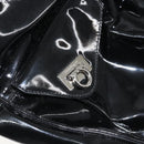Salvatore Ferragamo Gancini Shoulder Bag Enamel Black Silver Auth BA8687-22