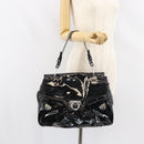 Salvatore Ferragamo Gancini Shoulder Bag Enamel Black Silver Auth BA8687-24