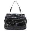 Salvatore Ferragamo Gancini Shoulder Bag Enamel Black Silver Auth BA8687-3