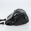 Salvatore Ferragamo Gancini Shoulder Bag Enamel Black Silver Auth BA8687-5