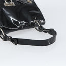 Salvatore Ferragamo Gancini Shoulder Bag Enamel Black Silver Auth BA8687-7