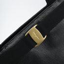 Salvatore Ferragamo Vala Tote Bag Leather Black Gold Auth BA8688-14