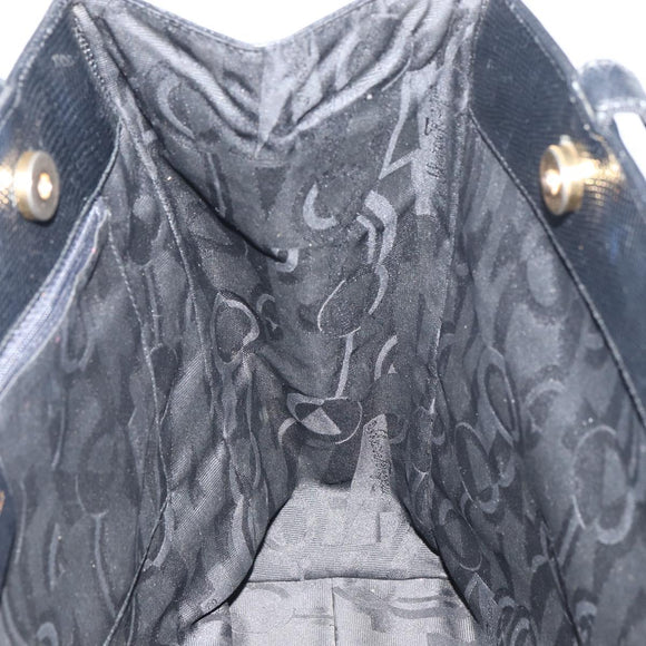 Salvatore Ferragamo Vala Tote Bag Leather Black Gold Auth BA8688