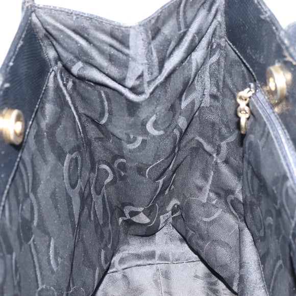 Salvatore Ferragamo Vala Tote Bag Leather Black Gold Auth BA8688