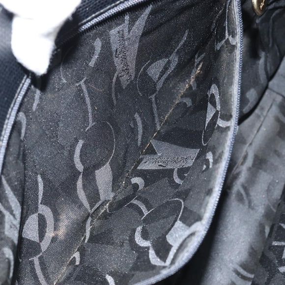 Salvatore Ferragamo Vala Tote Bag Leather Black Gold Auth BA8688