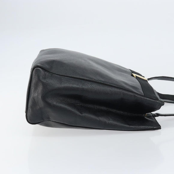 Salvatore Ferragamo Vala Tote Bag Leather Black Gold Auth BA8688