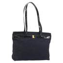 Salvatore Ferragamo Vala Tote Bag Canvas Black Gold Auth BA8689-1