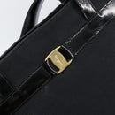 Salvatore Ferragamo Vala Tote Bag Canvas Black Gold Auth BA8689-14