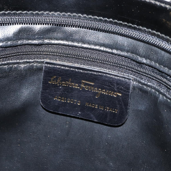 Salvatore Ferragamo Vala Tote Bag Canvas Black Gold Auth BA8689
