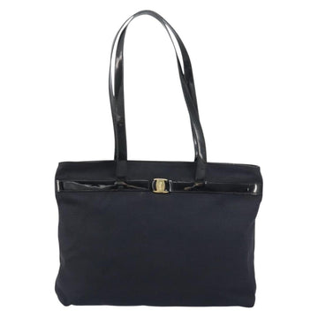 Salvatore Ferragamo Vala Tote Bag Canvas Black Gold Auth BA8689 - 0