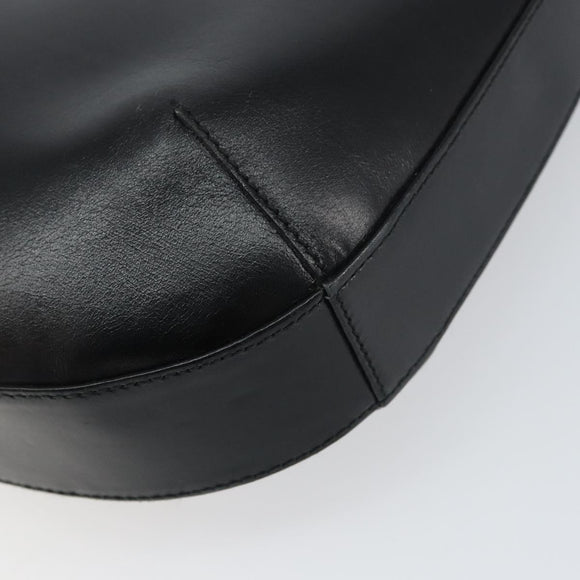 Salvatore Ferragamo Gancini Shoulder Bag Leather Black Gold Auth BA8690