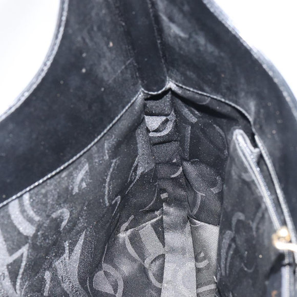 Salvatore Ferragamo Gancini Shoulder Bag Leather Black Gold Auth BA8690