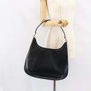 Salvatore Ferragamo Gancini Shoulder Bag Leather Black Gold Auth BA8690-19