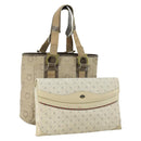 Salvatore Ferragamo Gucci Clutch Hand Bag Canvas PVC 2 Set Beige Auth BA8691-1