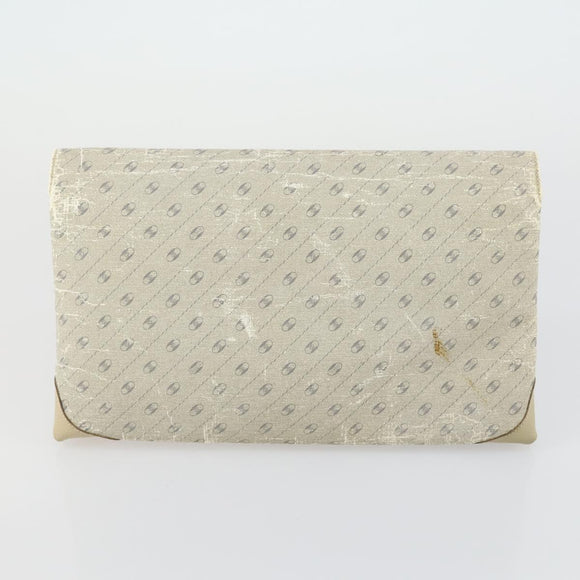 Salvatore Ferragamo Gucci Clutch Hand Bag Canvas PVC 2 Set Beige Auth BA8691