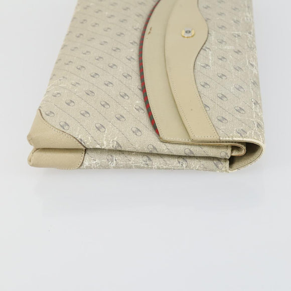 Salvatore Ferragamo Gucci Clutch Hand Bag Canvas PVC 2 Set Beige Auth BA8691