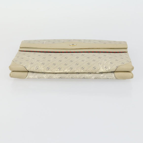 Salvatore Ferragamo Gucci Clutch Hand Bag Canvas PVC 2 Set Beige Auth BA8691
