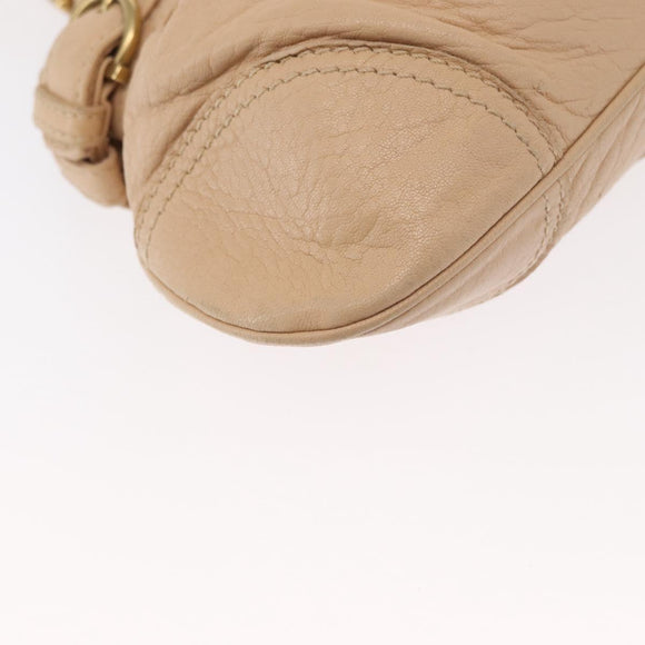 Salvatore Ferragamo Gancini Hand Bag Leather Beige Gold Auth BA8692