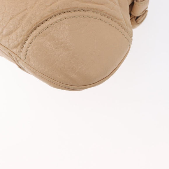 Salvatore Ferragamo Gancini Hand Bag Leather Beige Gold Auth BA8692