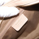 Salvatore Ferragamo Gancini Hand Bag Leather Beige Gold Auth BA8692-12