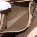 Salvatore Ferragamo Gancini Hand Bag Leather Beige Gold Auth BA8692-21