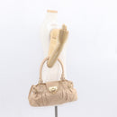 Salvatore Ferragamo Gancini Hand Bag Leather Beige Gold Auth BA8692-22