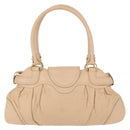 Salvatore Ferragamo Gancini Hand Bag Leather Beige Gold Auth BA8692-2