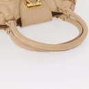 Salvatore Ferragamo Gancini Hand Bag Leather Beige Gold Auth BA8692-7