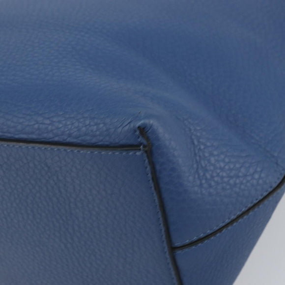 VALENTINO Studs Tote Bag Leather Blue Silver Auth BA8693