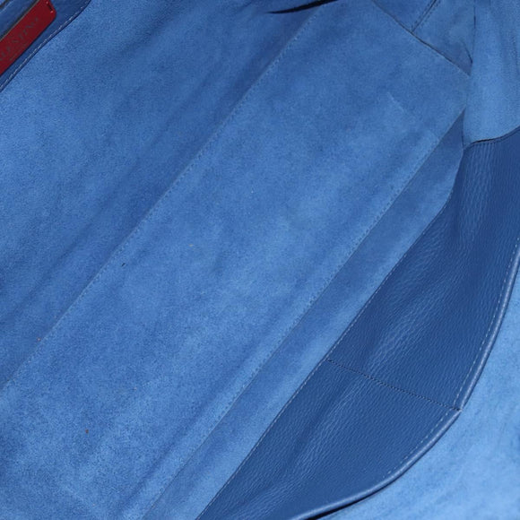 VALENTINO Studs Tote Bag Leather Blue Silver Auth BA8693