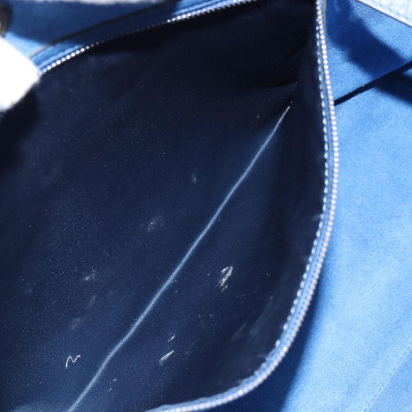 VALENTINO Studs Tote Bag Leather Blue Silver Auth BA8693