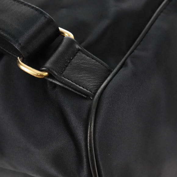 VALENTINO Backpack Nylon Leather Black Gold Auth BA8694