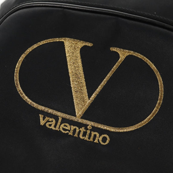 VALENTINO Backpack Nylon Leather Black Gold Auth BA8694