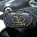 VALENTINO Backpack Nylon Leather Black Gold Auth BA8694-11