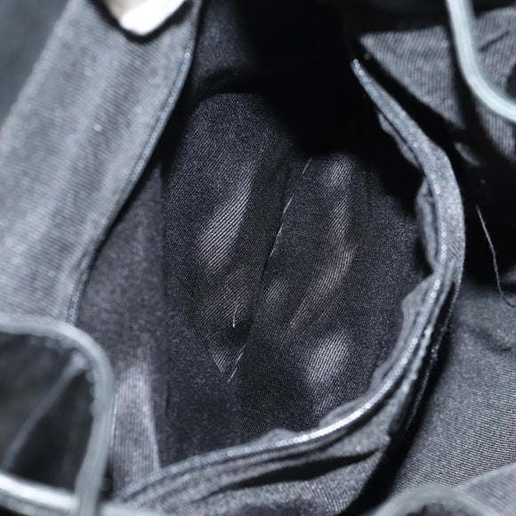 VALENTINO Backpack Nylon Leather Black Gold Auth BA8694