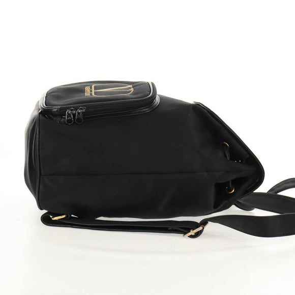 VALENTINO Backpack Nylon Leather Black Gold Auth BA8694