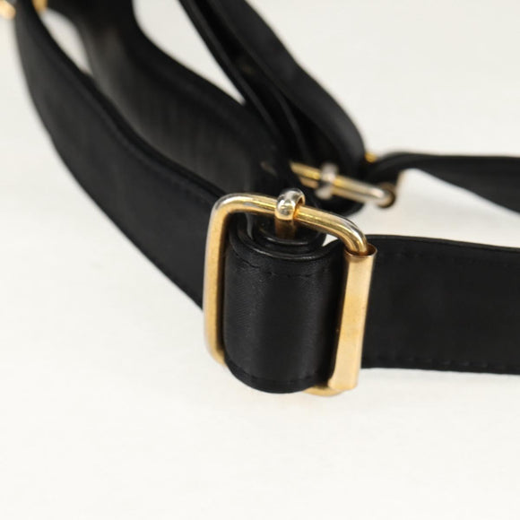 VALENTINO Backpack Nylon Leather Black Gold Auth BA8694