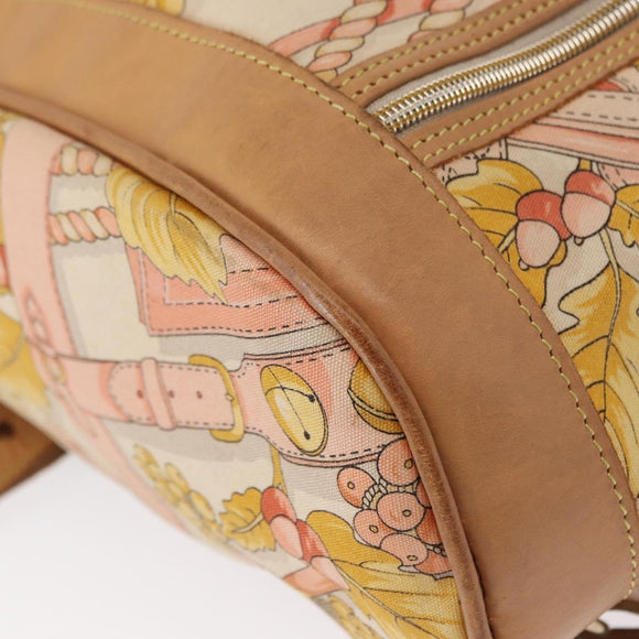 LOEWE Backpack Canvas Leather Beige Gold Auth BA8695