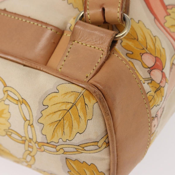 LOEWE Backpack Canvas Leather Beige Gold Auth BA8695