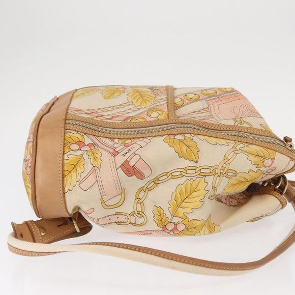 LOEWE Backpack Canvas Leather Beige Gold Auth BA8695