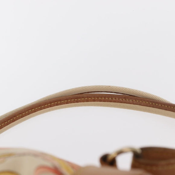 LOEWE Backpack Canvas Leather Beige Gold Auth BA8695