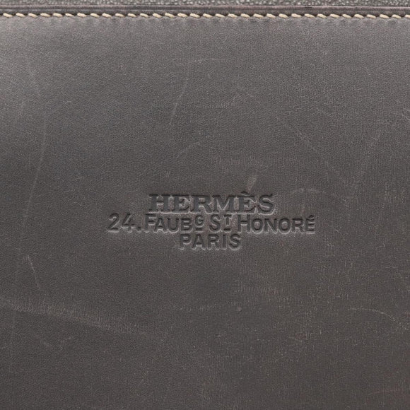 HERMES Lucy PM Hand Bag Leather Gray Auth BA8697