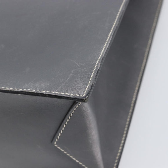 HERMES Lucy PM Hand Bag Leather Gray Auth BA8697