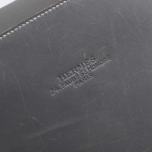 HERMES Lucy PM Hand Bag Leather Gray Auth BA8697