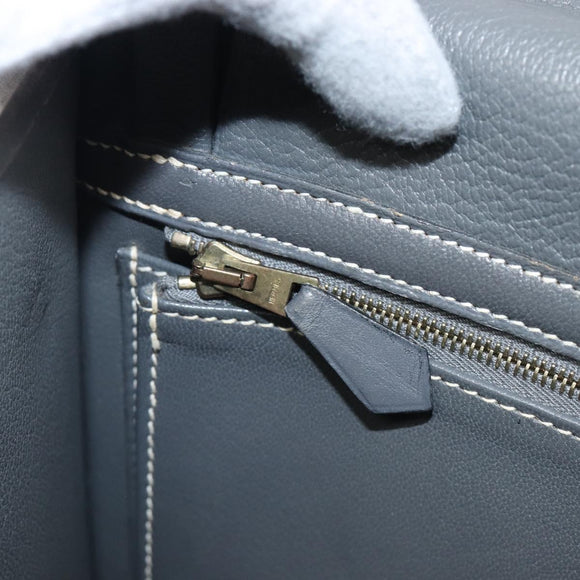 HERMES Lucy PM Hand Bag Leather Gray Auth BA8697