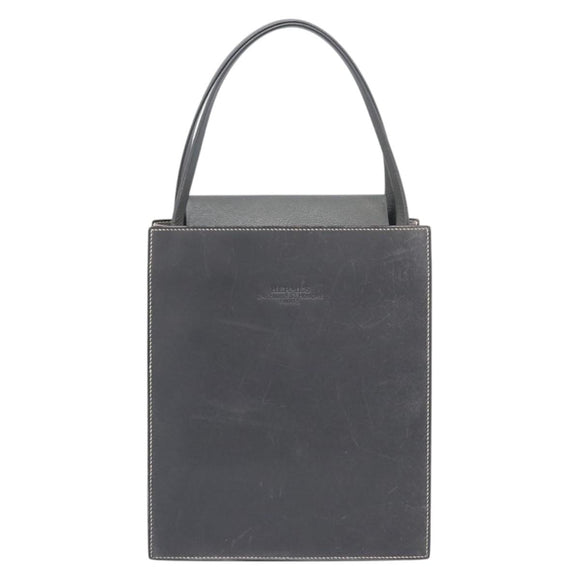 HERMES Lucy PM Hand Bag Leather Gray Auth BA8697