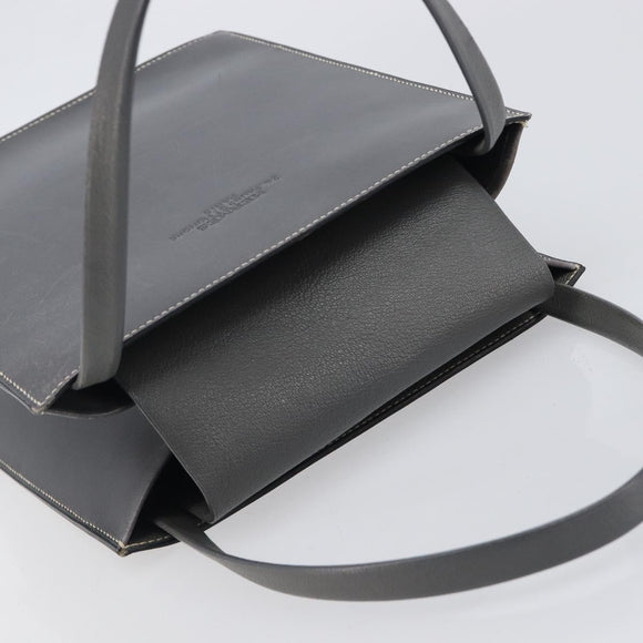 HERMES Lucy PM Hand Bag Leather Gray Auth BA8697
