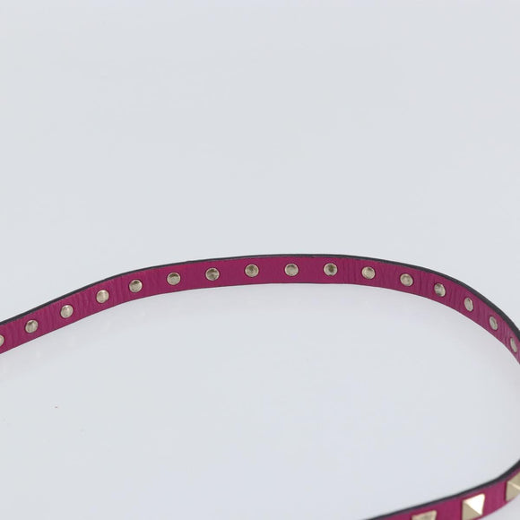 VALENTINO Studs Hand Bag Leather 2way Purple Gold Auth BA8698